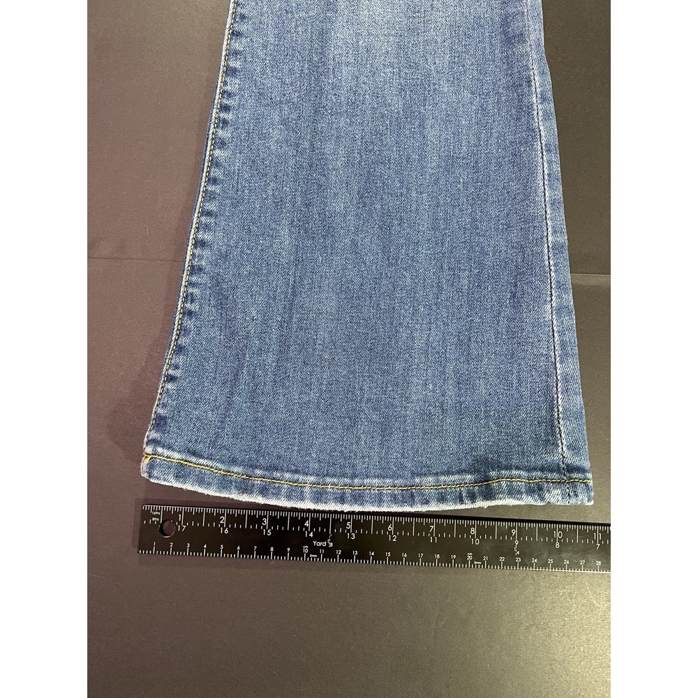 Vintage Allen B Allen Schwartz Jeans Womens 10 Below Waist Curvy Bootcut Patches - Picture 7 of 9
